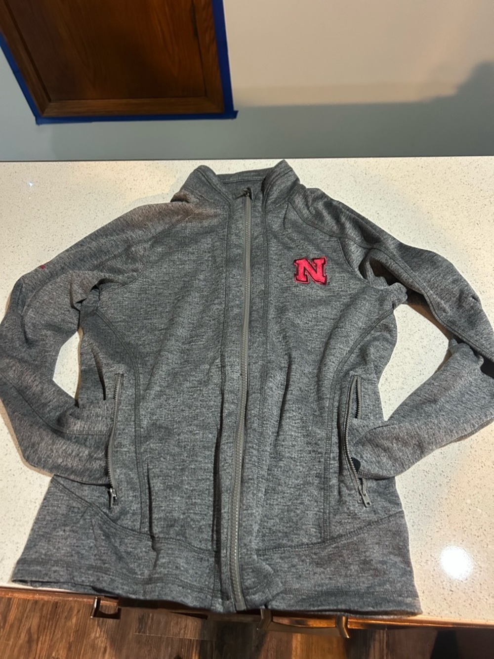 Women's Gray Full-Zip Utility Jacket with ‘N' Patch Nebraska